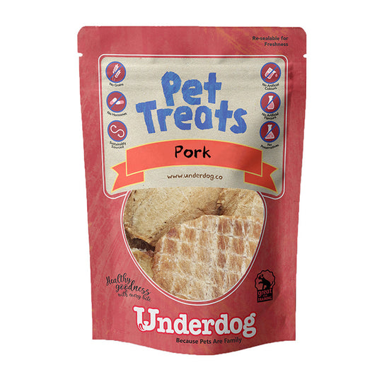 Underdog Air-Dried Dog Treats 80g - Pork, Beef, Chicken, Duck, Pollock, Kangaroo, Crocodile, Turkey, Venison