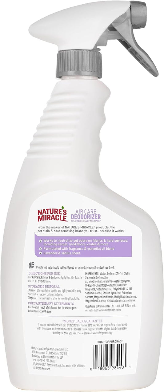 Nature's Miracle Dogs & Cats Air Care Deodorizer Essential Oils Lavender & Vanilla 24oz