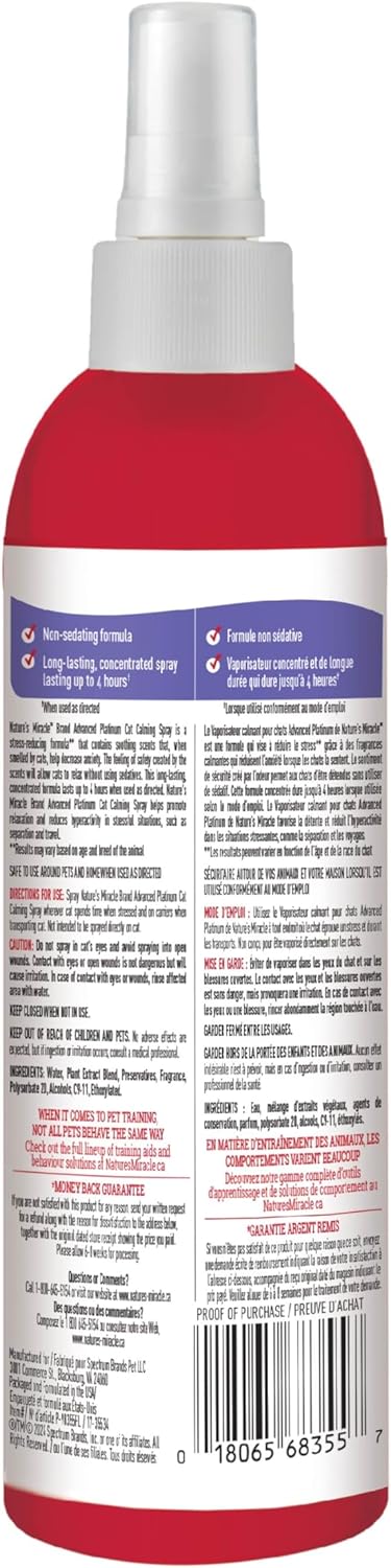 Nature's Miracle Cat Advanced Platinum Calming Spray 8oz