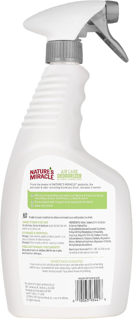 Nature's Miracle Dogs & Cats Air Care Deodorizer Essential Oils Aloe Rain 24oz