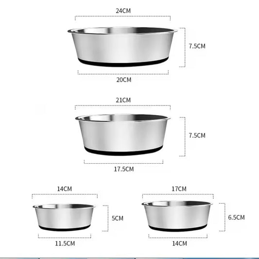 Anti-Slip Stainless Steel Pet Bowl S, M, L, XL