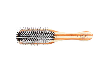 Bass Brushes The Hybrid Groomer A4 Striped Bamboo Oblong