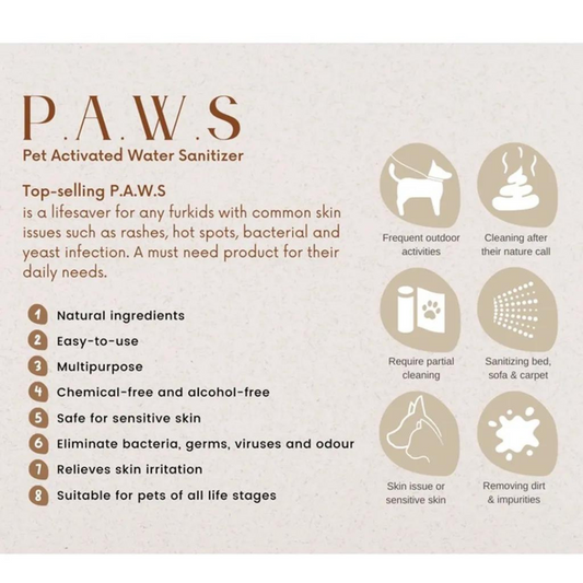 For Furry Friends Pet’s Activated Water Sanitizer (P.A.W.S) Wipes 60 sheets | 1 Box