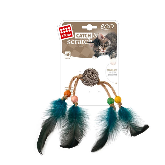 Gigwi Catch & Scratch Rattle Feather Black | Blue