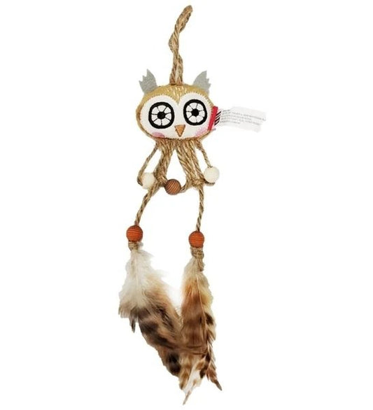 GiGwi Catch & Scratch Eco Line with Silvervine Leaves and Natural Feather Owl | Sloth