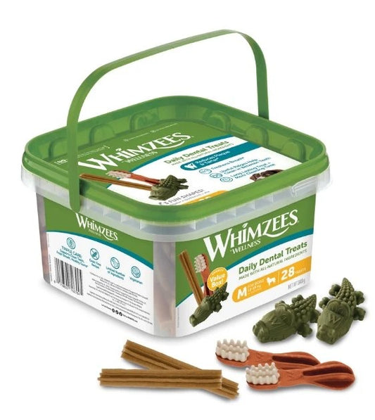 Whimzees All Natural Dental Dog Chew Treats For Dogs Variety Value Box XS 112pcs | S 56pcs | M 28pcs | L 14pcs