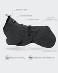Award-winning PAIKKA Visibility Raincoat Dark for Dogs - Reflective Waterproof Coat with Wool Mix Lining