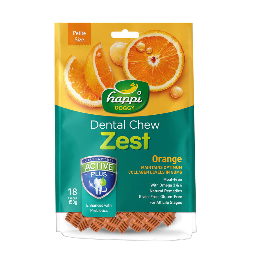 Happi Skippi Zest Petite 2.5-inch Dental Chew Orange 25g | 25gx50pcs | 150g (18pcs)
