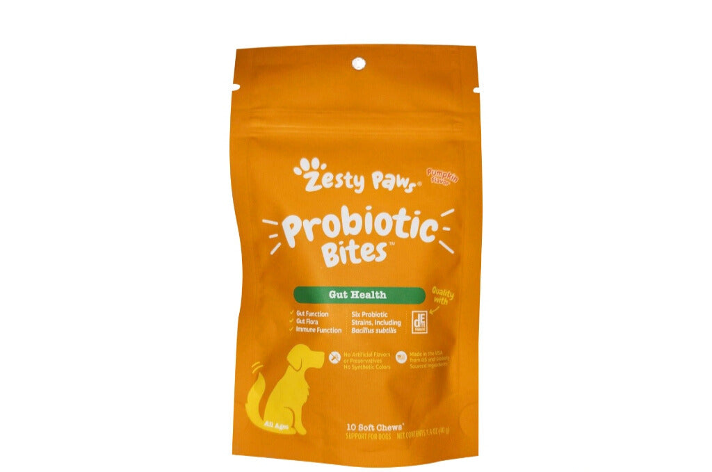 Zesty Paws Dog Probiotic Bites Gut Health Pumpkin 10 soft chews
