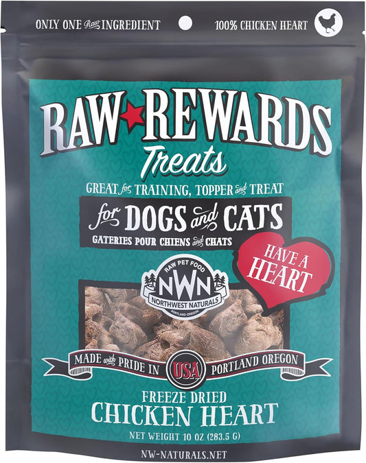 Northwest Naturals Dogs & Cats Raw Rewards Chicken Heart Treats 3oz | 10oz