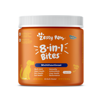 Zesty Paws 8-in-1 Multivitamin Bites for Dogs - Chicken, Peanut Butter, Mini Chicken Bites, Chicken (Puppy)