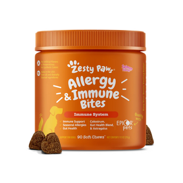 Zesty Paws Allergy & Immune Support Bites for Dogs - Salmon, Lamb, Peanut Butter, Mini Lamb