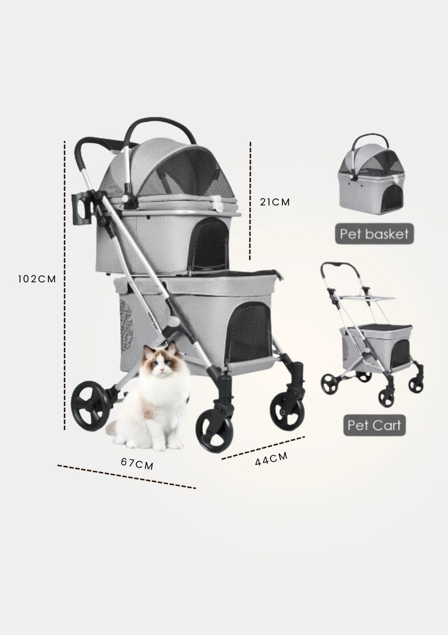 Beberoad Pet Stroller - T1 (Double-Deck) dimensions