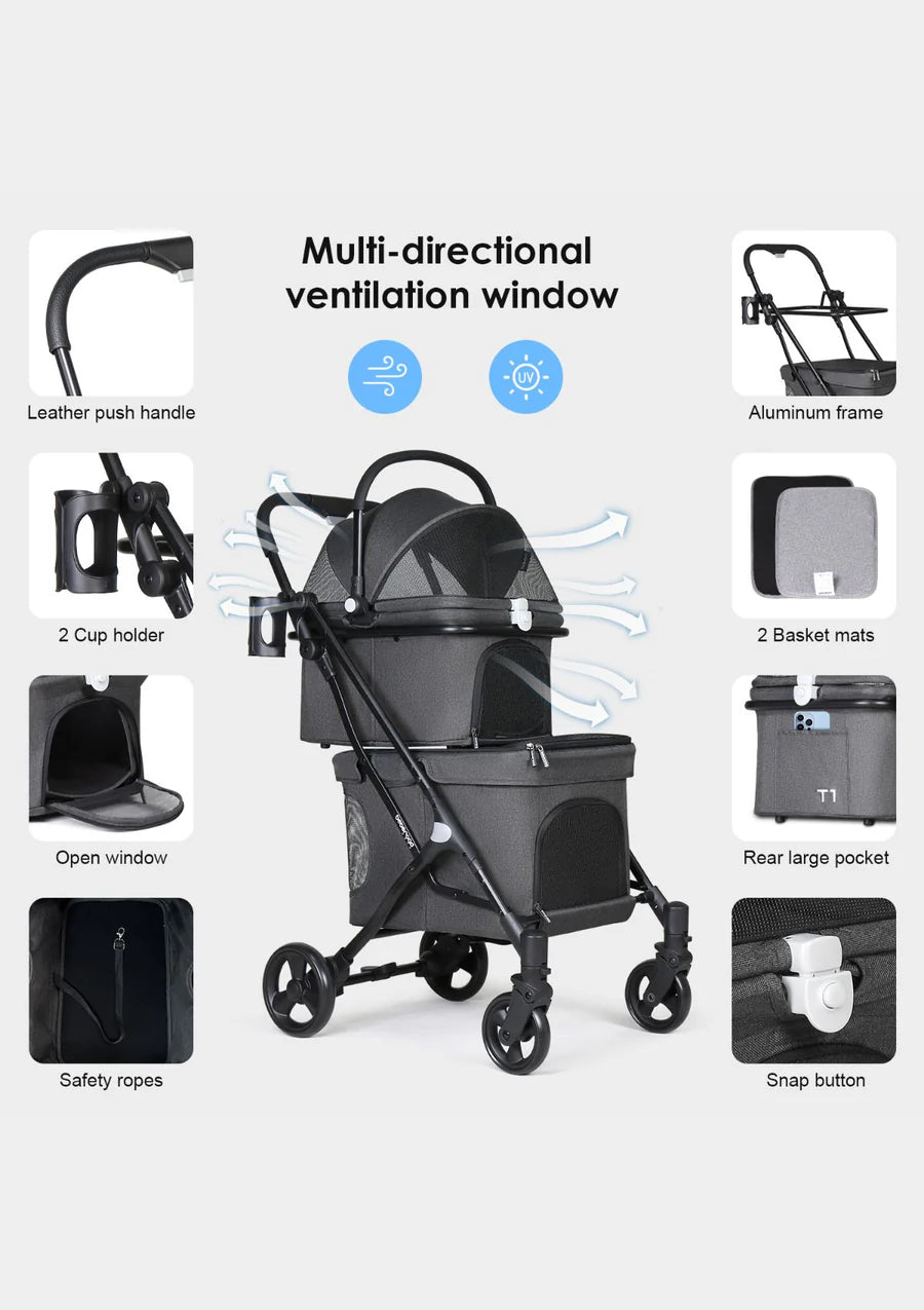 Beberoad Pet Stroller - T1 (Double-Deck) ventilation window