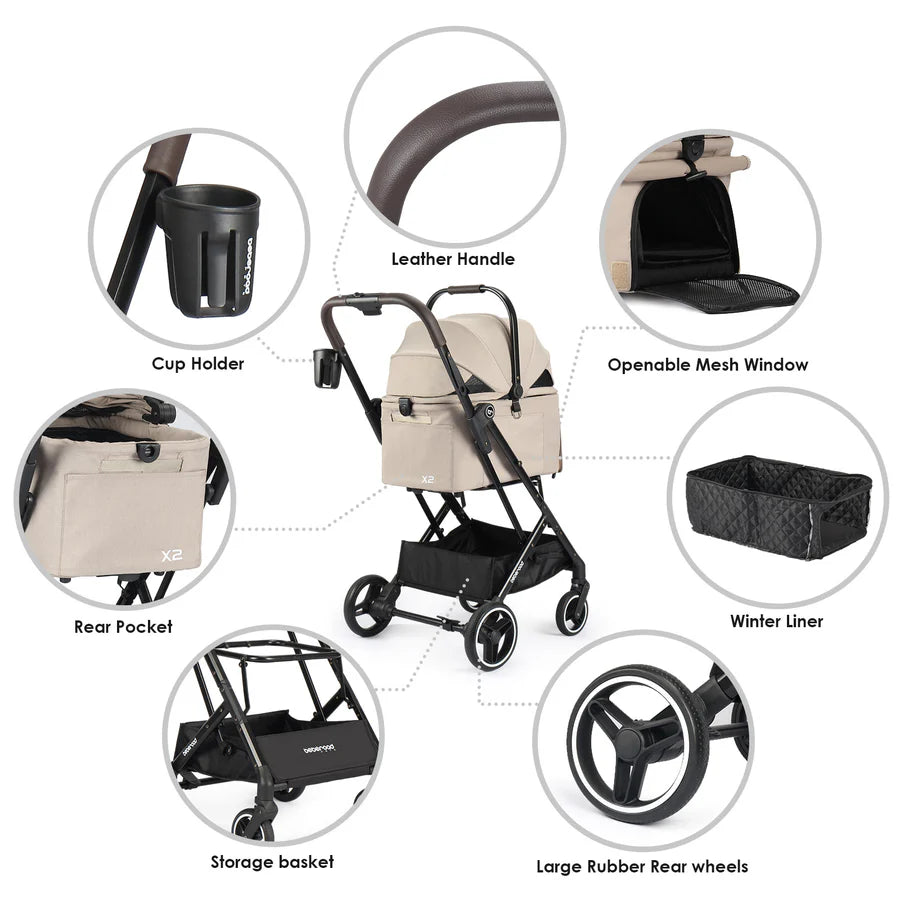 Beberoad X2 pet stroller features