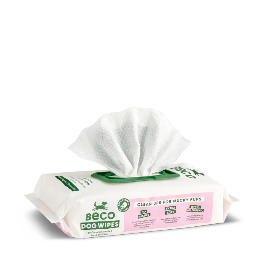 Beco bamboo dog wipes pack, coconut scented 