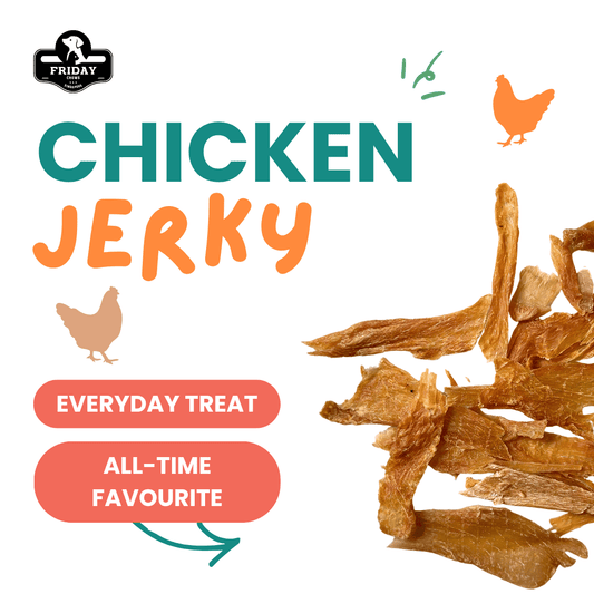 Friday Chews chicken jerky air dried for dogs and cats with benefits