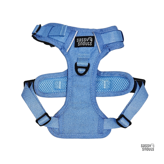 Sassy Snouts Classic Harness in Light Denim (Gen 1.0)