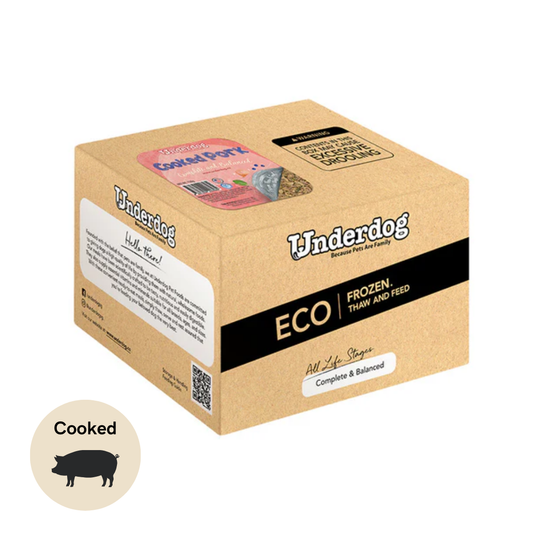 Underdog Cooked Dog Food 3kg (20 x 150g) - Pork, Beef, Lamb, Chicken, Duck, Pork & Salmon, Kangaroo - Complete & Balanced Frozen Eco Pack