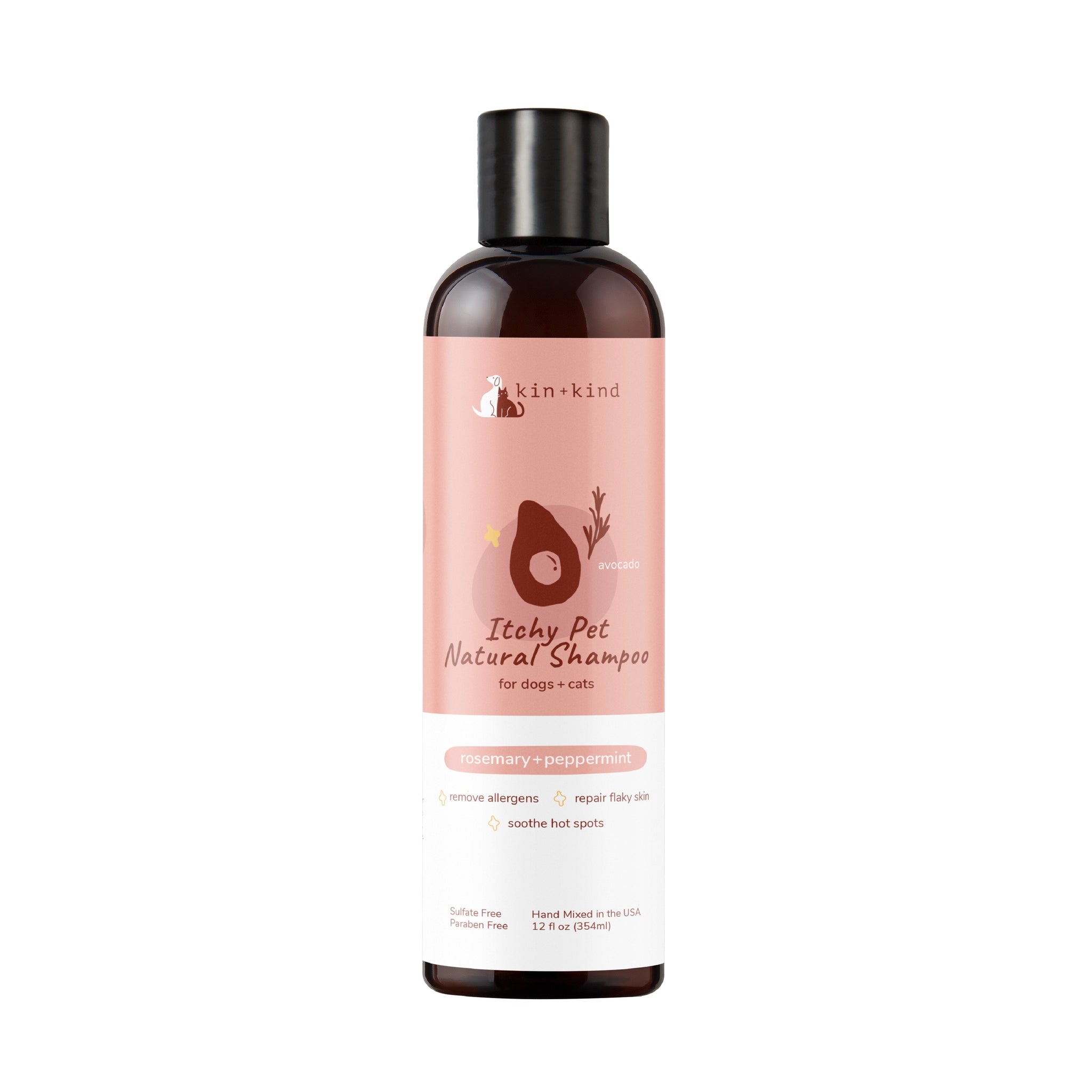 Kin + Kind Dog & Cat Natural Shampoo Itchy Pet Rosemary + Peppermint 12oz