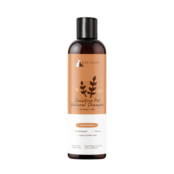 Kin+Kind Dog & Cat Natural Shampoo Sensitive Pet - Unscented 12oz (Puppy & Kitten Safe)