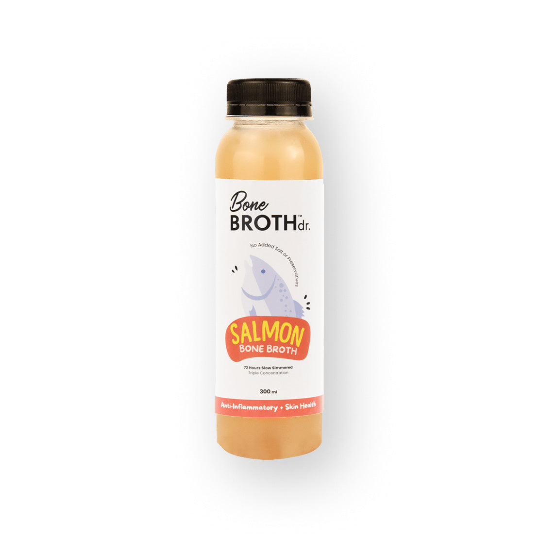 PetCubes Bone Broth Dr King Salmon frozen bone broth for dogs and cats, 300ml — made with salmon bones, skin, and meat