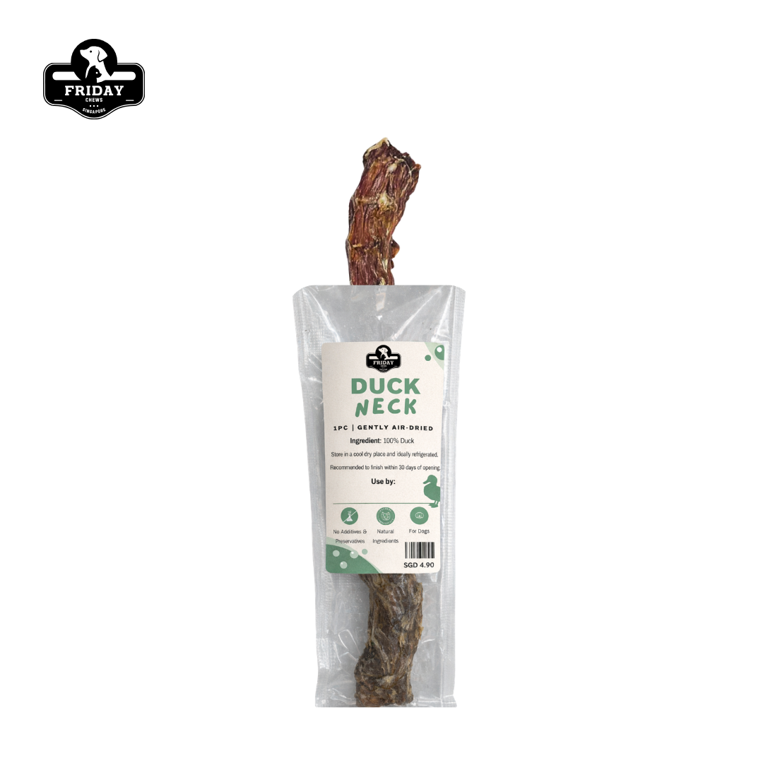 Whole dehydrated duck neck chew treat for dog 