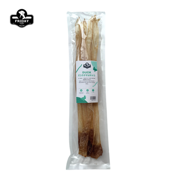 Friday Chews Dehydrated Duck Esophagus for Dogs in packaging