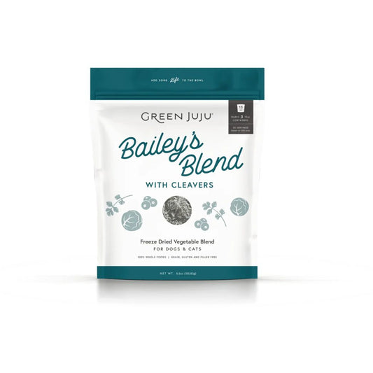 Green Juju Bailey's Blend with Cleavers Freeze-Dried Topper 5oz front packaging