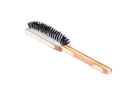 Bass Brushes The Hybrid Groomer A4 Striped Bamboo Oblong
