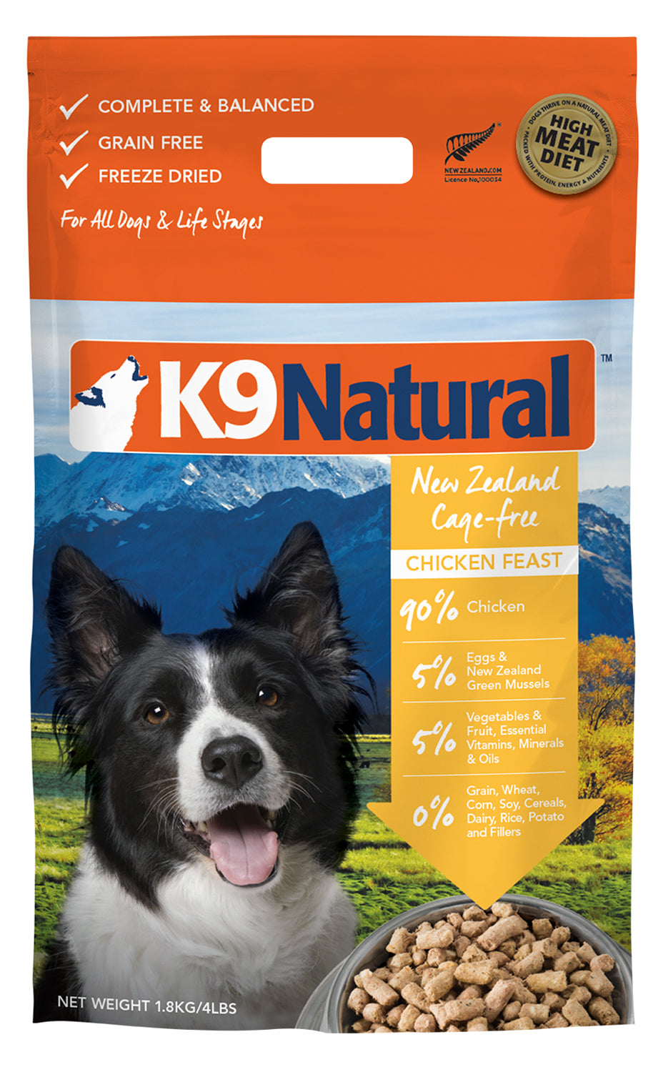 K9 Natural Dog Freeze-Dried Chicken 100g Toppers | 500g | 1.8kg
