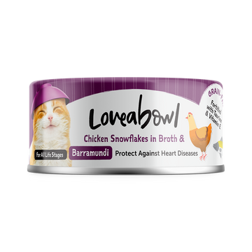 Loveabowl Cat Chicken Snowflakes & Barramundi in Broth