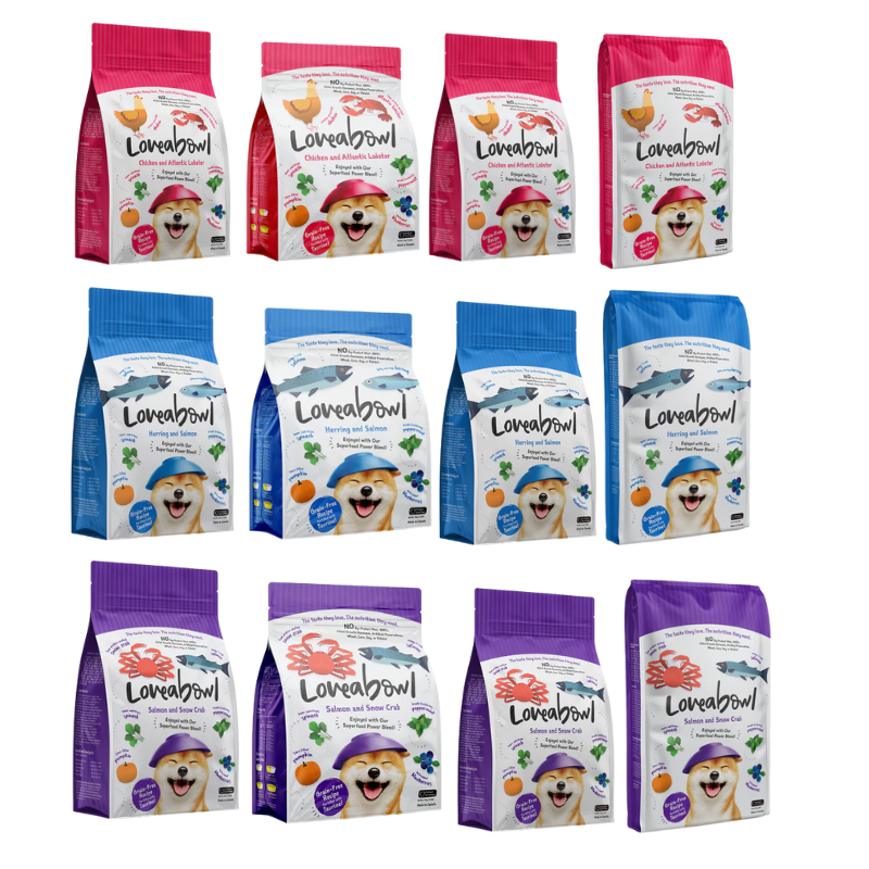 Loveabowl Grain Free Dry Dog Food 250g | 1.4kg | 4.5kg | 10kg - 3 Flavors