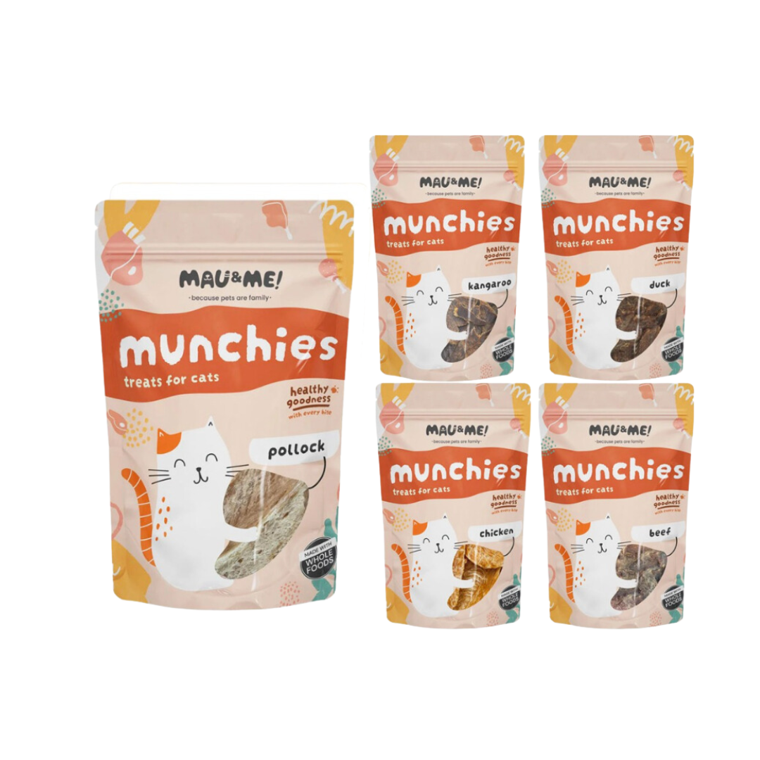 Mau&Me Munchies Air-Dried Cat Treats 60G - Chicken, Beed, Duck, Kangaroo, Pollock