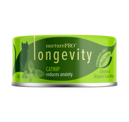Nurture Pro Longevity Chicken & Skipjack Tuna Cat Wet Food (Catnip) 80g / Can | 24 Cans / Carton