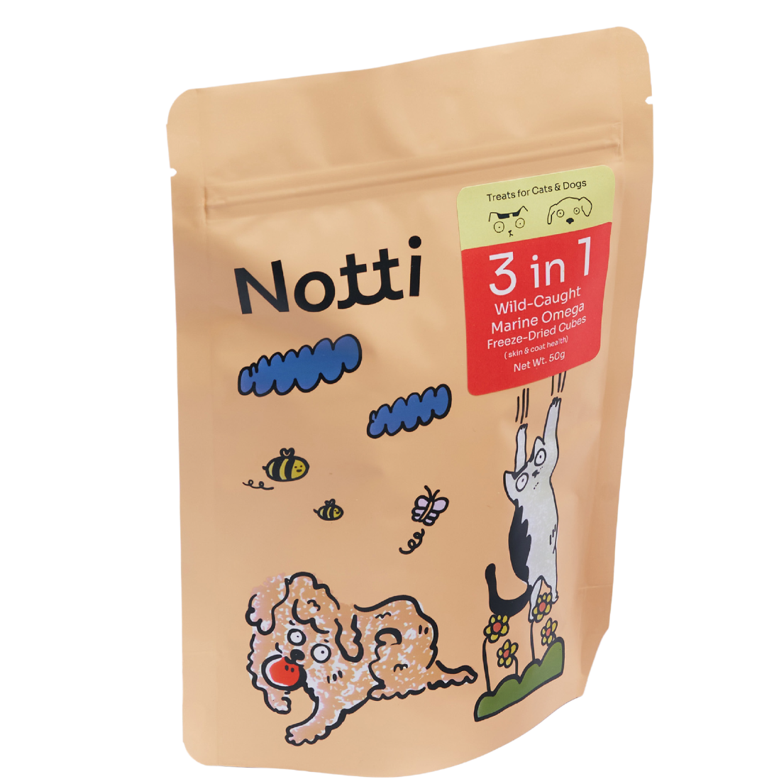 Notti 3-in-1 Wild-Caught Marine Omega Freeze-Dried Cubes pack (50g) front
