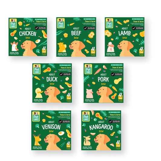 PetCubes Raw Frozen Dog Food (2.24kg) | 7 Single-Protein Recipes