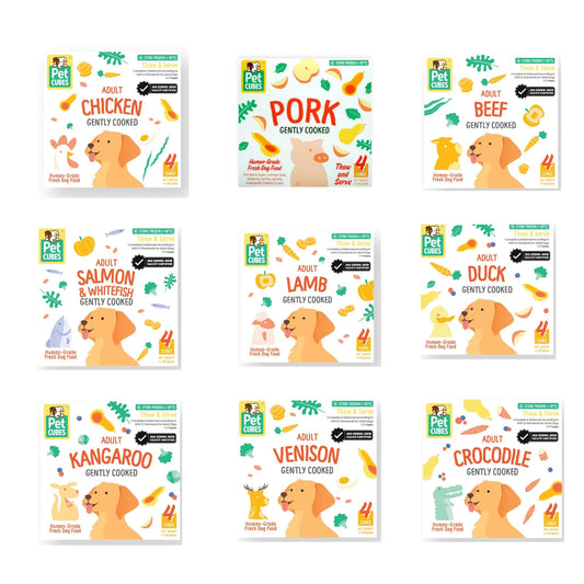 PetCubes Gently Cooked Frozen Dog Food (2.24kg) | 9 Single-Protein Recipes