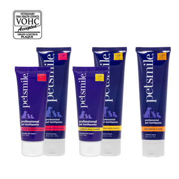 Petsmile Professional Pet Toothpaste for Dogs & Cats - Cheese, Chicken, Broil 2.5oz & 4.2oz