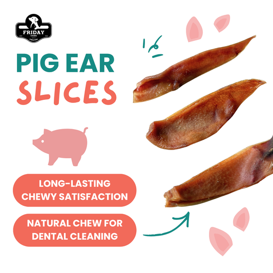 Sliced dehydrated natural pork ear dog chew treats with benefits - natural chew for dental cleaning