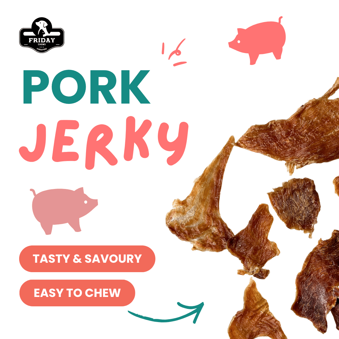 Pork Jerky 70g — single-ingredient dehydrated pork jerky treats for dogs and cat with benefits