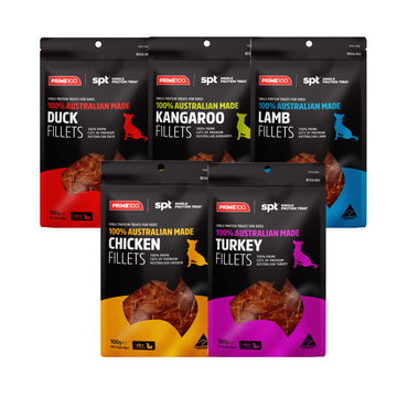 Prime100 Single Protein Fillet Treats for Dogs 100g - Chicken, Kangaroo, Turkey, Beef