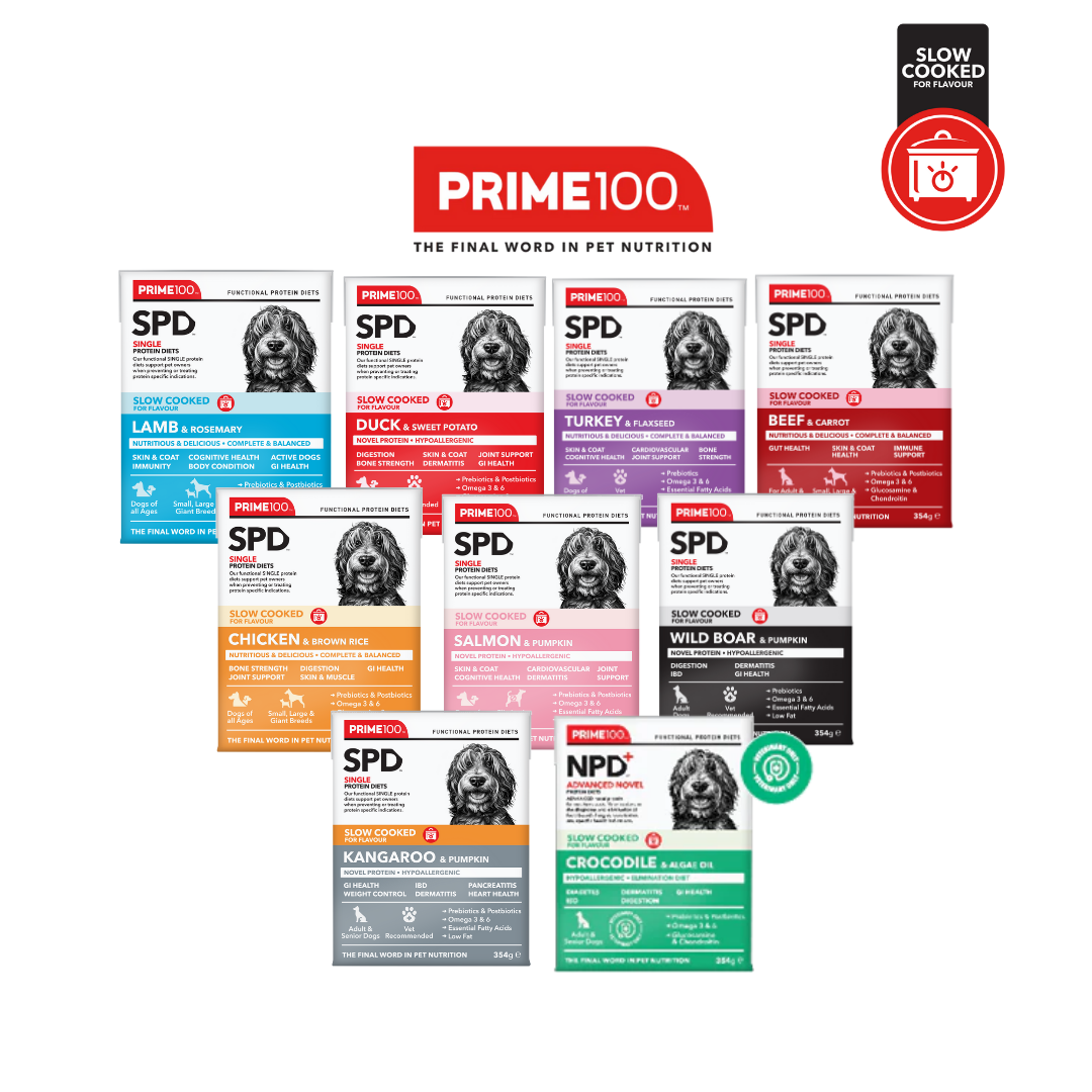 Prime100 Slow Cooked Single Proteins for Dogs 354g - Chicken, Beef, Salmon, Duck, Lamb, Kangaroo, Turkey, Wild Boar, Crocodile