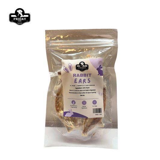 Friday Chews Dehydrated single-ingredient Rabbit Ear 4pcs in packaging