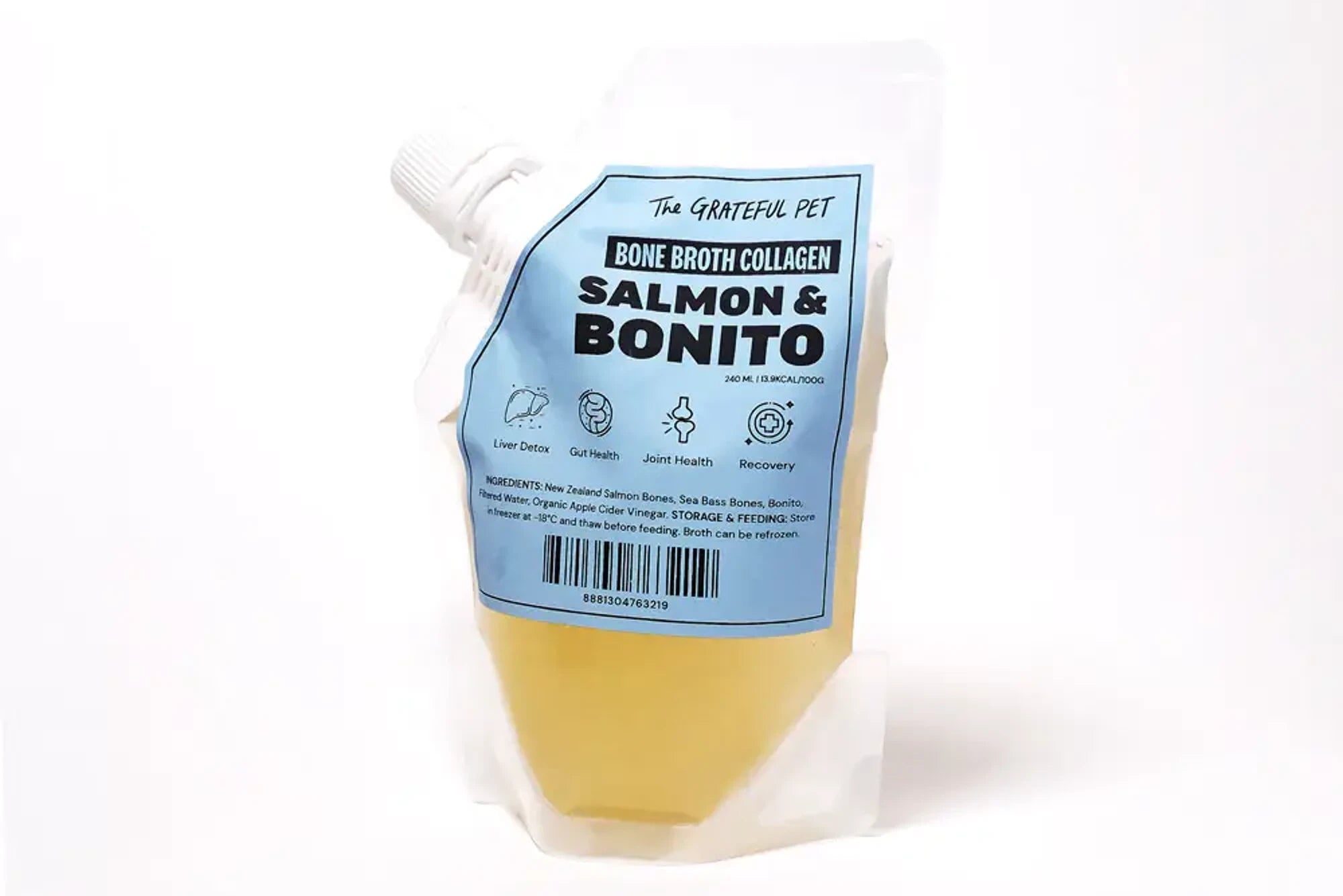 The Grateful Pet Frozen Salmon Bonito: Bone Broth Collagen (240ml)