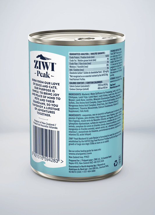 Ziwi Peak Dog Canned Mackerel & Lamb 390g