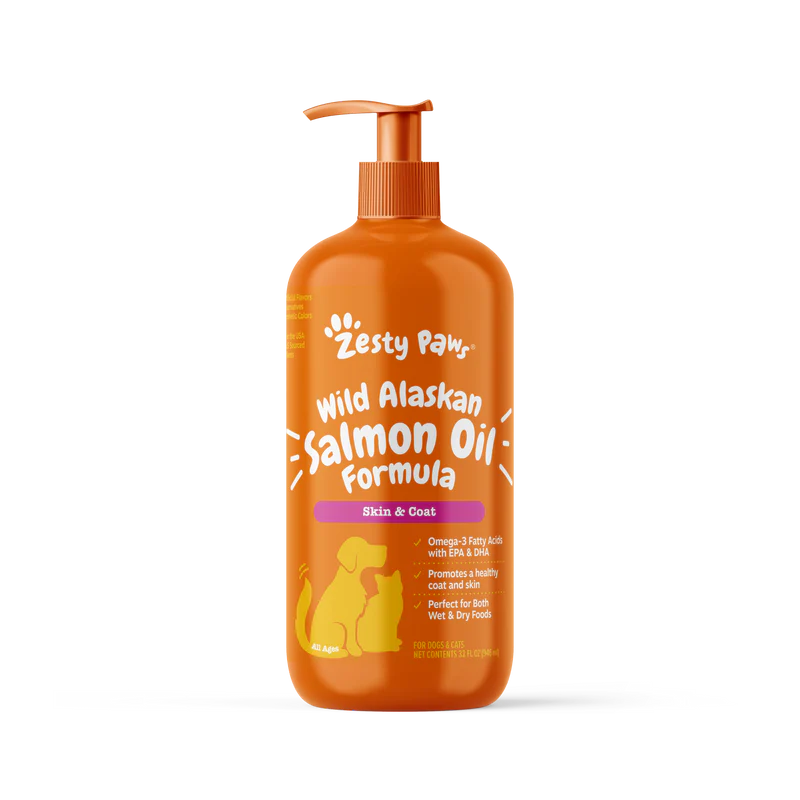 Zesty Paws Pure Wild Alaskan Salmon Oil for Cats and Dogs (-) 8oz | 16oz | 32oz