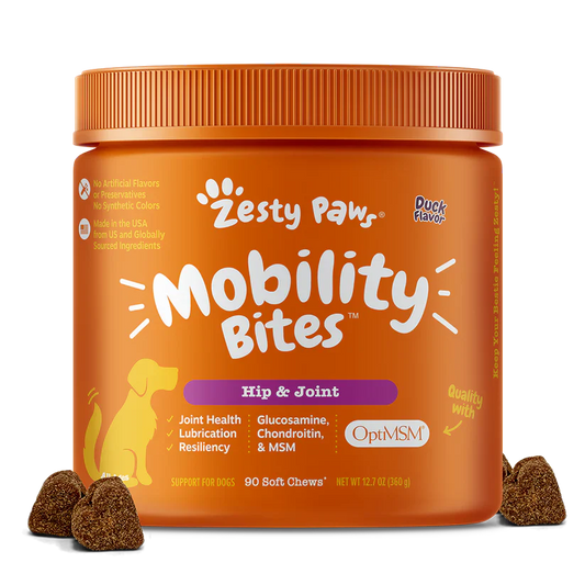 Zesty Paws Hip & Joint Support Bites for Dogs - Bacon, Duck, Chicken (Senior Advanced)