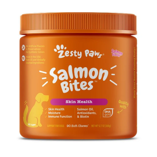 Zesty Paws Skin & Coat Support Supplement for Dogs - Chicken, Salmon