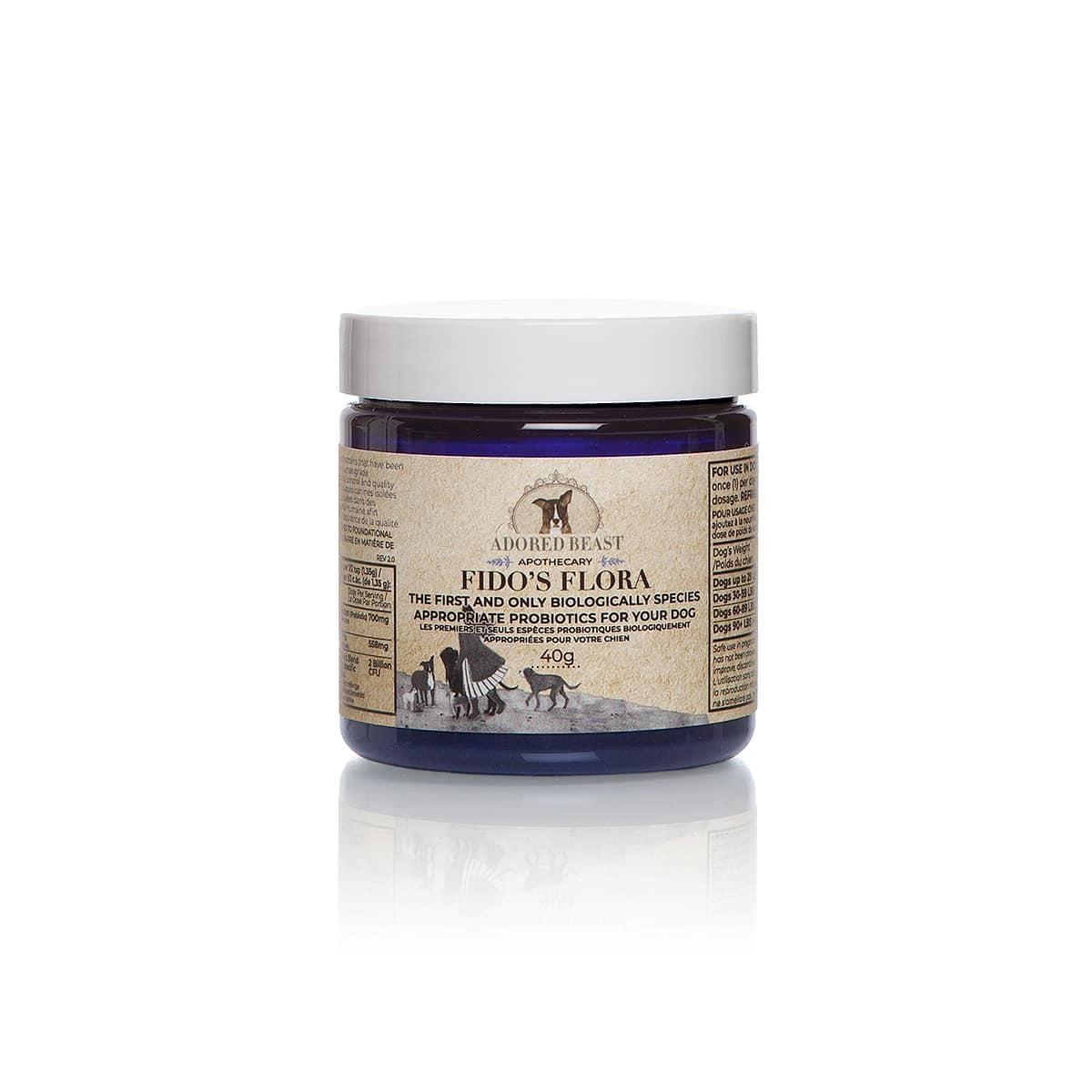 Adored Beast Fidos Flora 40g species-specific probiotic powder for dogs